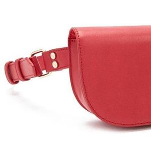 Red Faux Leather Waist Bag